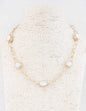 Gold Chain with White Opal Stone Accents 16"-18" Necklace