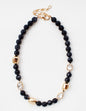 Black, Cream, and Gold Natural Stone 8mm Beaded  16"-18" Necklace