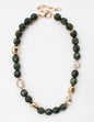 Green, Cream, and Gold Natural Stone 8mm Beaded  16"-18" Necklace