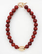 Maroon Natural Stone with Gold Hammered Accent 8mm Beaded 16"-18" Necklace