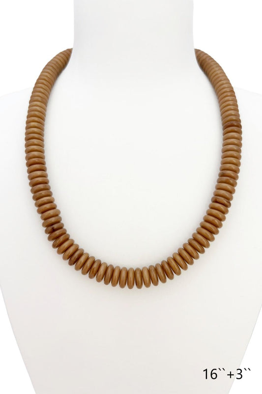 Brown Marble Beaded Disc 16"-18" Necklace