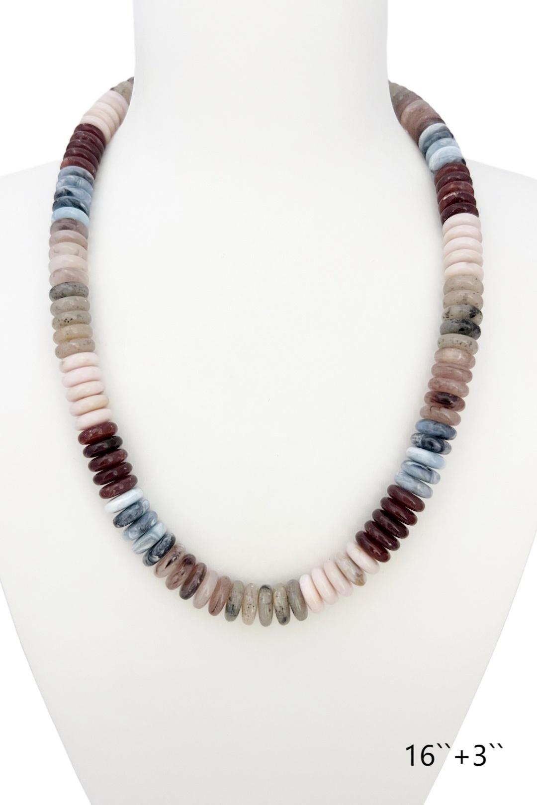 Multi Marble Beaded Disc 16"-18" Necklace