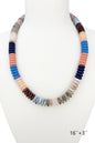 Light Multi Marble Beaded Disc 16"-18" Necklace