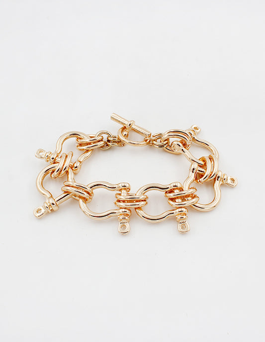Horsebit Shiny Gold Toggle 7.5" Bracelet
