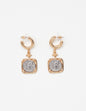 Gold Huggie Hoop with Silver and Gold Coin 1.25" Earring