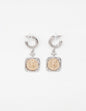 Silver Huggie Hoop with Silver and Gold Coin 1.25" Earring