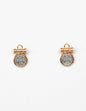 Silver .5" Coin with Gold Accents Stud Earring