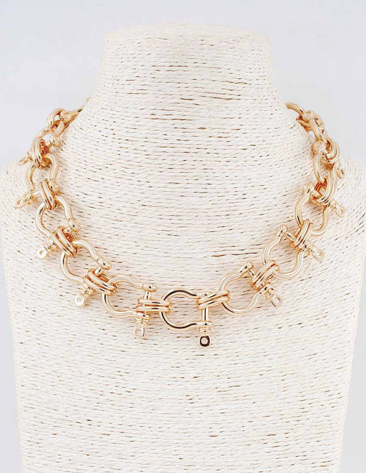 Horsebit Shiny Gold Toggle 16"-18" Necklace