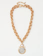 Gold Thick Chain with Silver and Gold Coin 16"-18" Necklace
