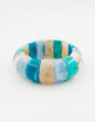 Light Blue, Turquoise, and Natural Acrylic Squared Stretch Bracelet