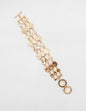 Gold Three Strand Hammered Circle Toggle Bracelet