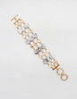 Gold and Silver Three Strand Hammered Circle Toggle Bracelet
