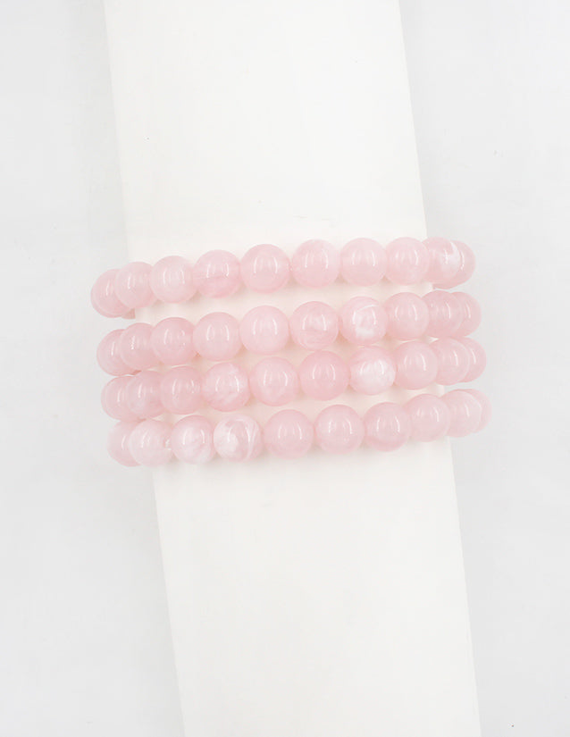 Set of 4 Pink Natural Stone Stretch Bracelets