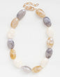 Cream, Grey, and Brown Stone 16"-18" Necklace