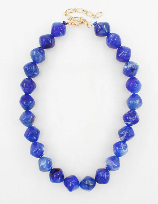 Blue Acrylic Stone Chunky Beaded 16"-18" Necklace