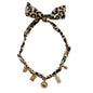 Cheetah Print Scarf Necklace with Gold Charms