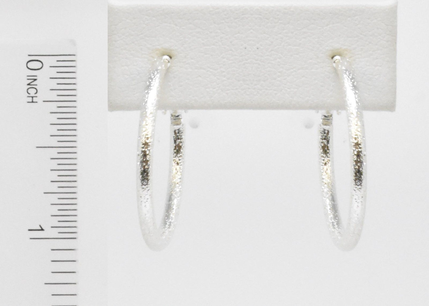Textured Silver 1" Hoop Earrings