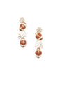 Brown Metal Football, Helmet, and Pearl 2" Drop Earring