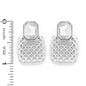 Silver Textured Square with Clear Stone Stud Earring