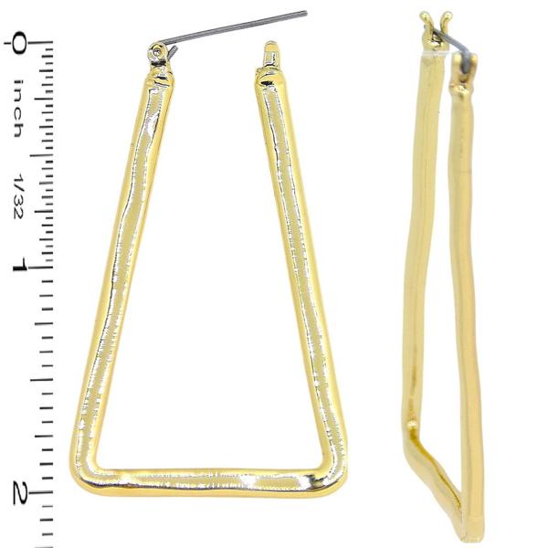 Gold 2" Triangled Hoop Earrings