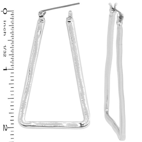 Silver 2" Triangled Hoop Earrings