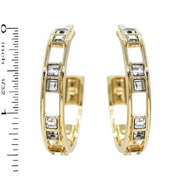 Clear and White Squares with Gold 1.5" Earring