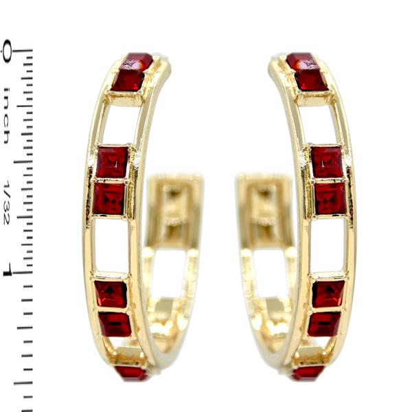 Red and White Squares with Gold 1.5" Earring