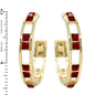 Red and White Squares with Gold 1.5" Earring