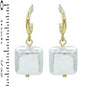 Gold Huggie Hoop with Square 1.25" Earring