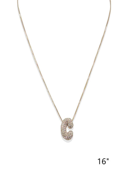 Gold Pave Bubble Initial Necklace 16"18", Best Seller