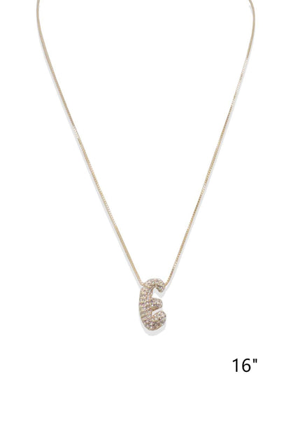 Gold Pave Bubble Initial Necklace 16"18", Best Seller