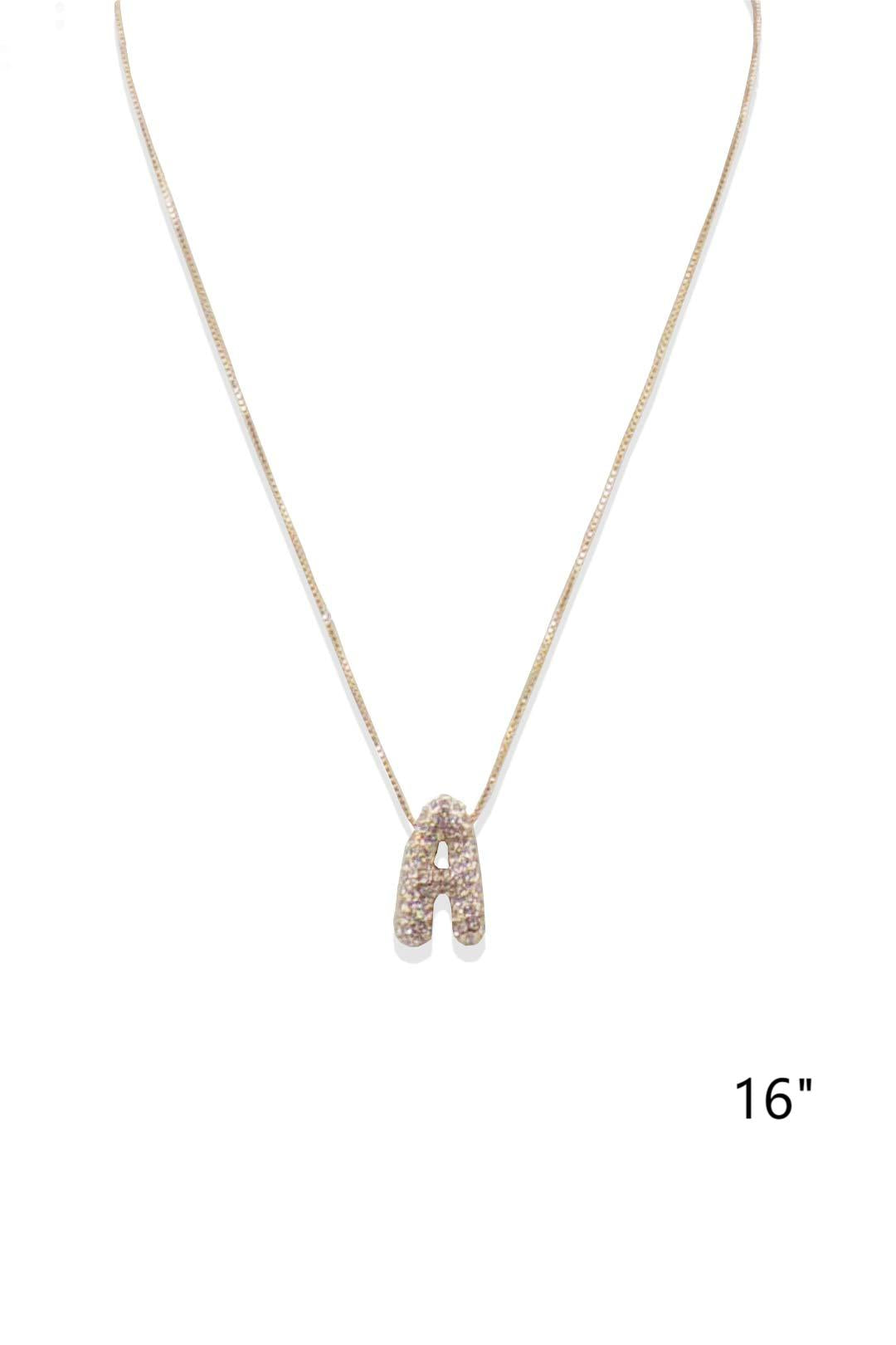 Gold Pave Bubble Initial Necklace 16"18", Best Seller