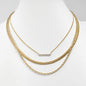 Triple Layered Snake Chain with Rhinestone Bar 16"-19" Necklace