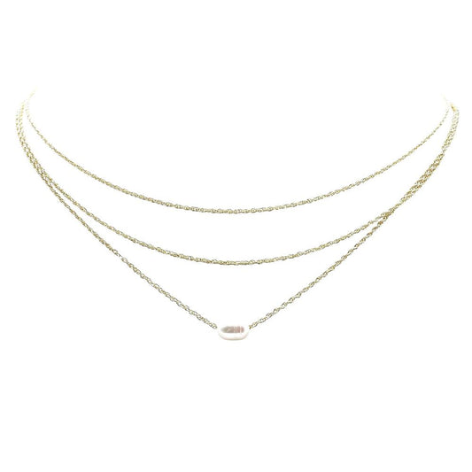 Three Layered Freshwater Pearl 16"-18" Necklace