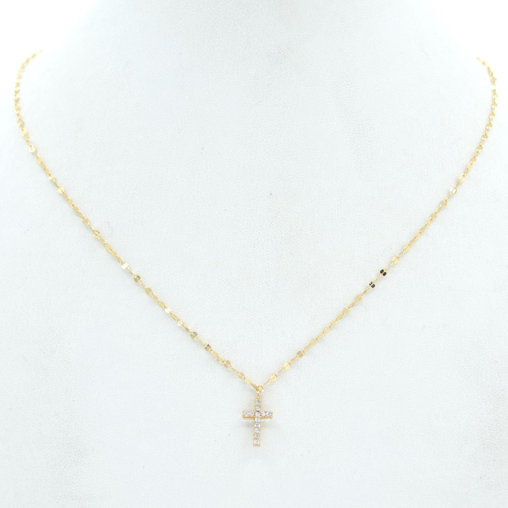 Gold Chain with Rhinestone Cross 16"-18" Necklace