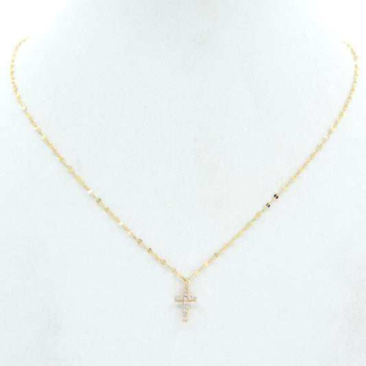 Gold Chain with Rhinestone Cross 16"-18" Necklace