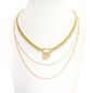 Triple Layered Gold Chain with Cross Charms 16"-19" Necklace