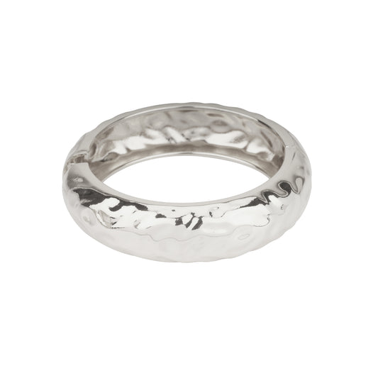 Hammered Silver Hinged Bangle Bracelet
