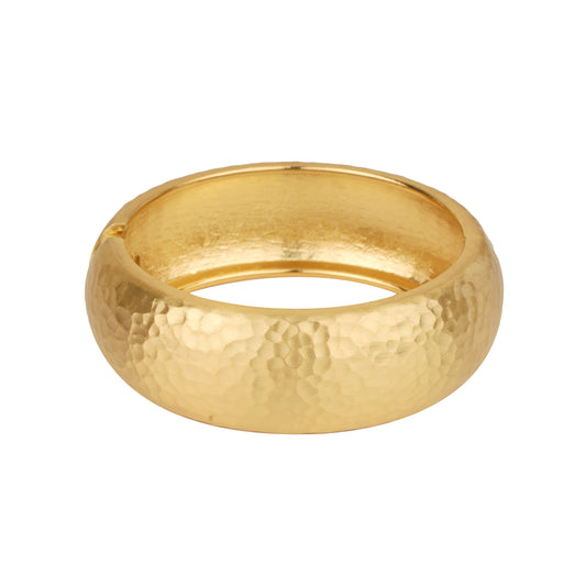 Gold Metal Hammered 1" Hinged Bracelet