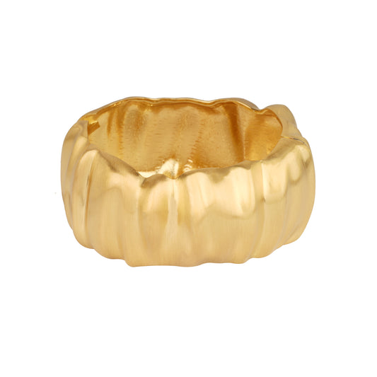 Gold Waved Hinged Bangle Bracelet