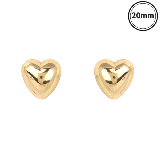 Gold Puffy Heart .75" Stud Earring