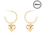 Gold 3MM Beaded with Gold Puffy Heart 2" Hoop Earrings