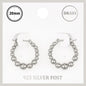 Silver Graduated Beaded .75" Hoop Earring with Sterling Silver Post