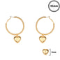 Gold Ball and Puffy Heart 2" Hoop Earring