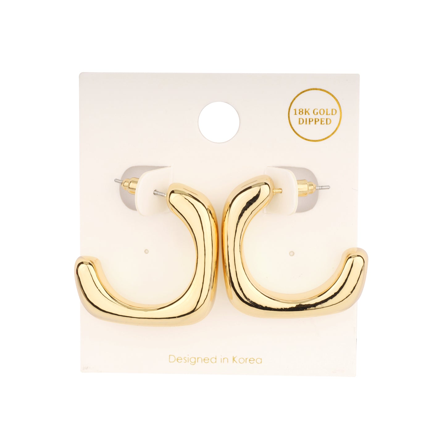 Squared Gold Hoop 1" Earring