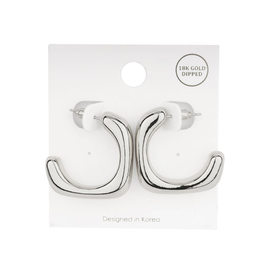 Squared Silver Hoop 1" Earring