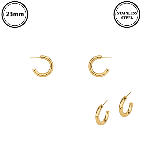 Stainless Steel 1" Gold Hoop Earring