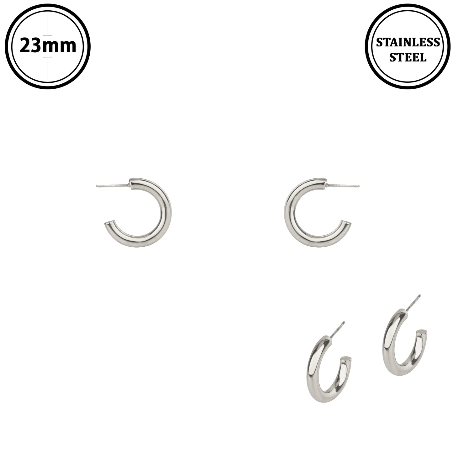 Stainless Steel 1" Silver Hoop Earring