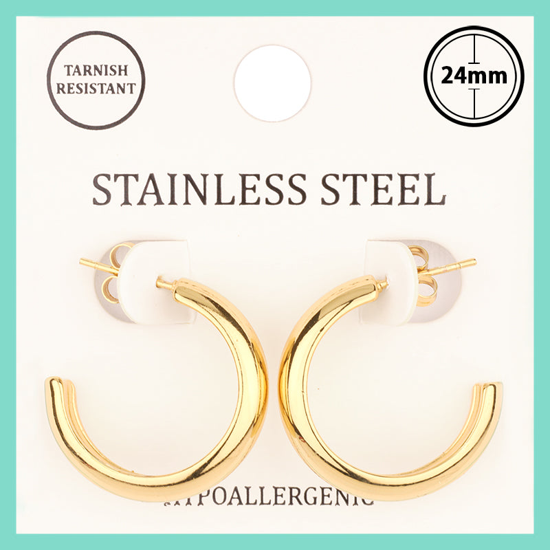 Stainless Steel 1" Gold Hoop Earring