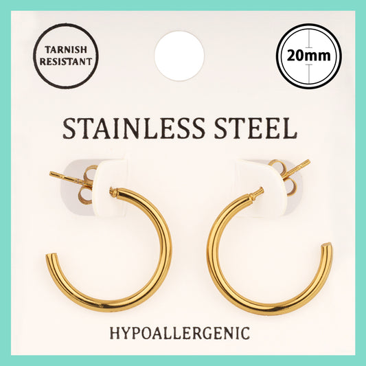 Stainless Steel Waterproof .75" Thin Hoop Earring
